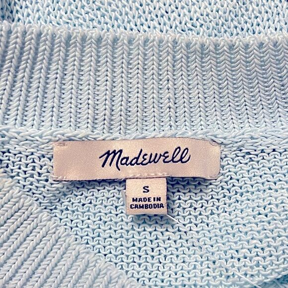 Madewell NWT Sheer Loose Knit Crewneck Sweater Size Small in Clarity (Blue) - Picture 10 of 10